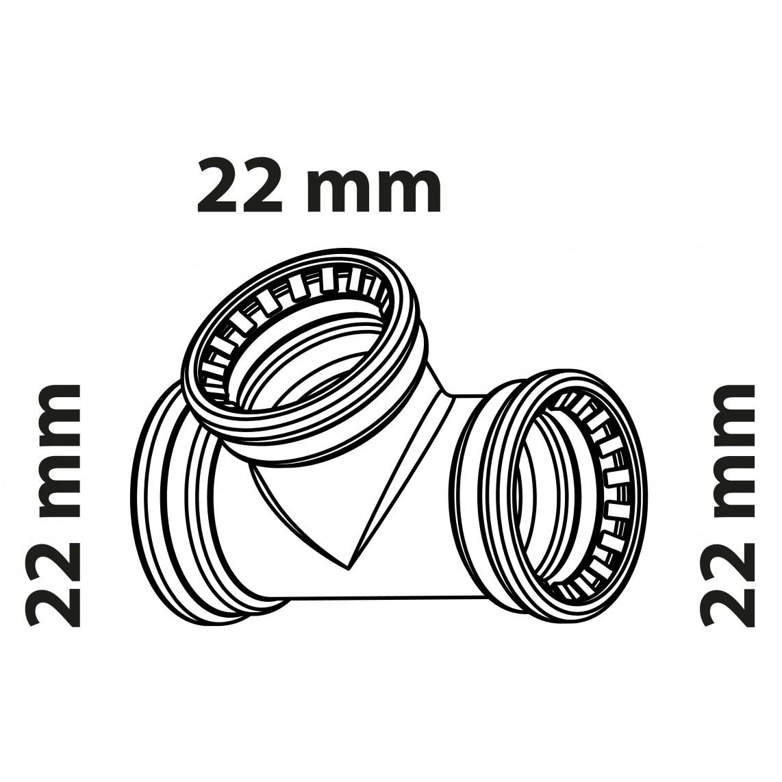 989473317 Tee piece, copper, 22 mm, 3 sockets, for copper pipe vue 2
