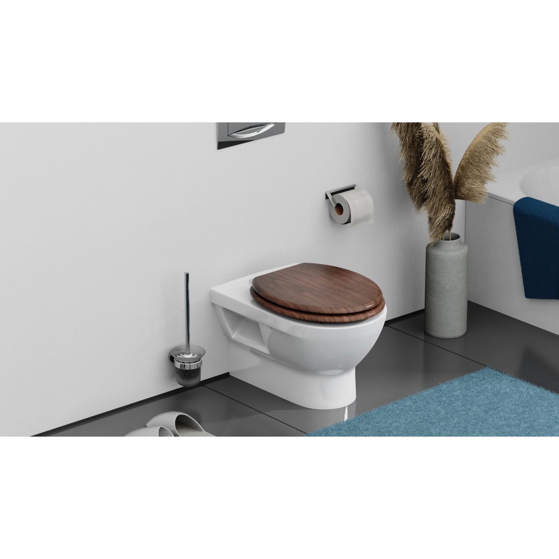 80193 MDF WC-zitting DARK WOOD, met valrem vue 10