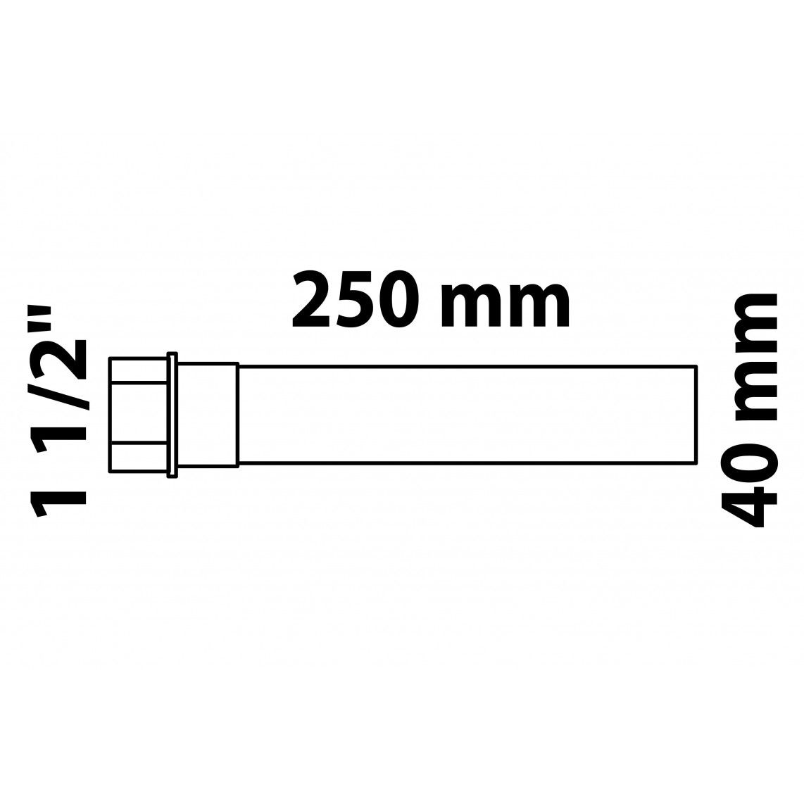 98837488 Extension pipe, plastic, white, 1 1/2" x 250 mm, for DN 40 mm trap vue 2