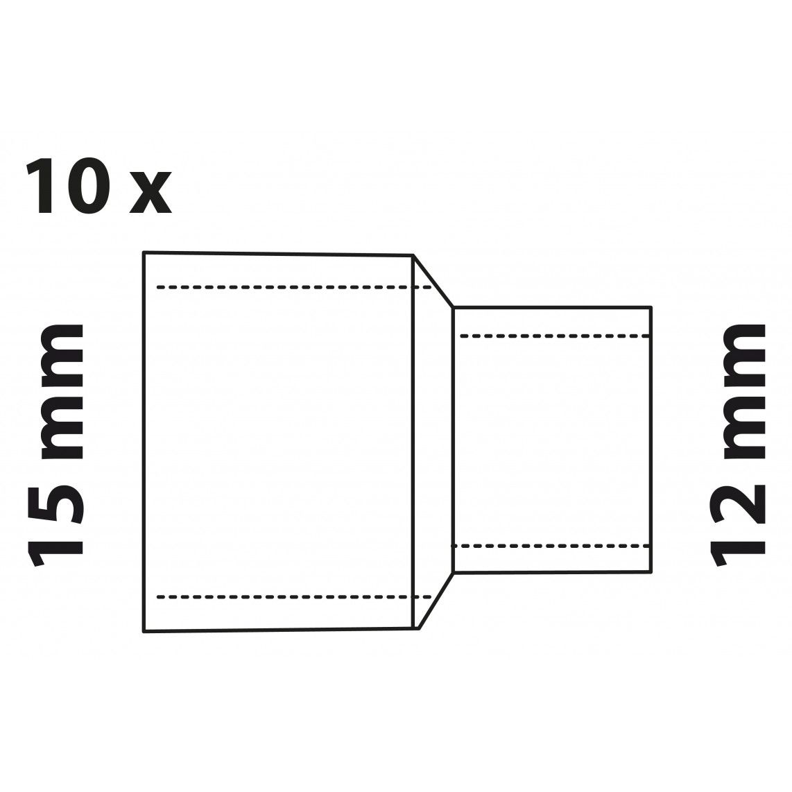 989062655 Reducing double socket, copper solder fitting, 15 mm x 12 mm, 2 sockets (10x) vue 2