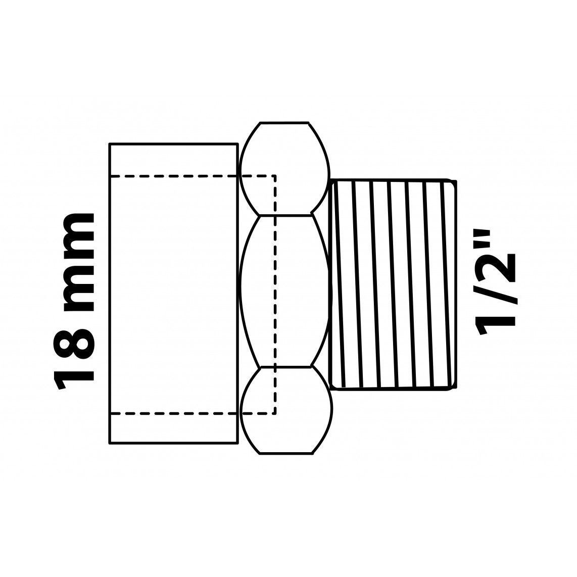 989083055 BR Mamelon de transition, vierge, 18 mm x 1/2" M, 1 manchon (4243g) vue 2