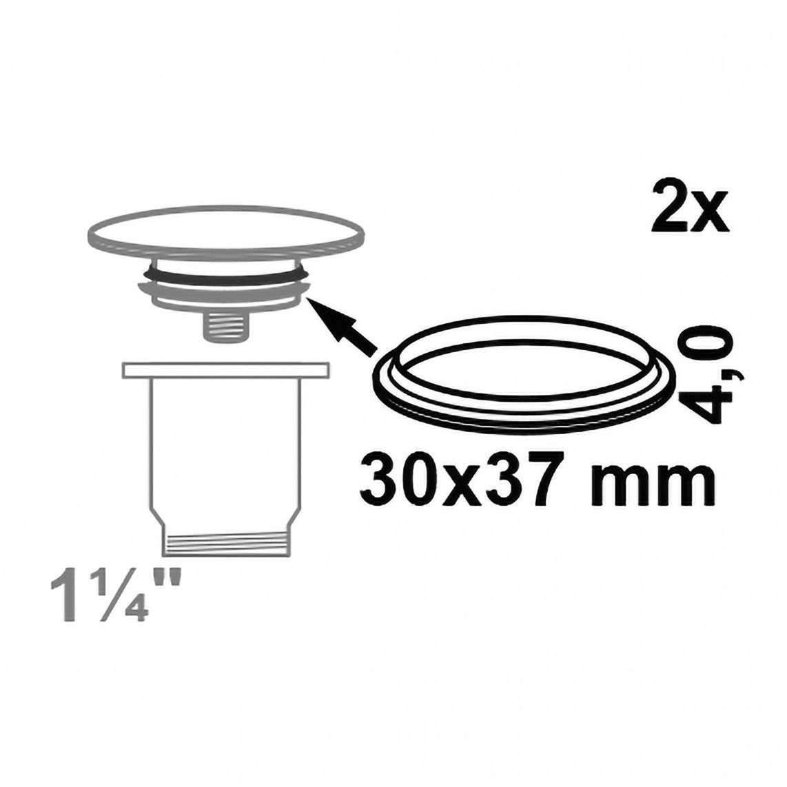 98696150 Lip gasket, silicone, 30 x 37 x 4 mm, for push-button drain valve (2x) vue 2