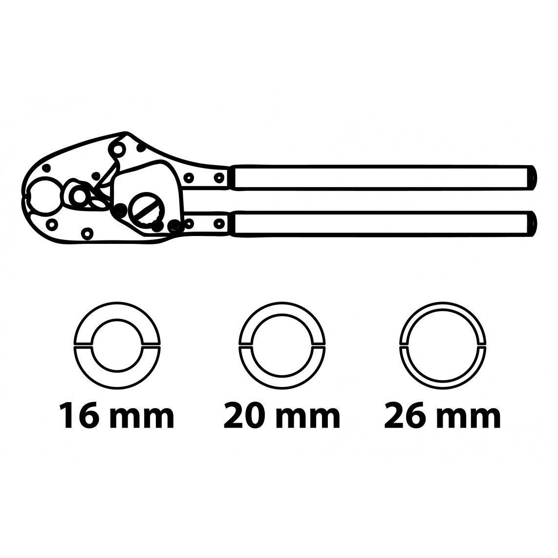 988883555 Hand press pliers, with inserts 16-20-26 mm, for multilayer pipe vue 2