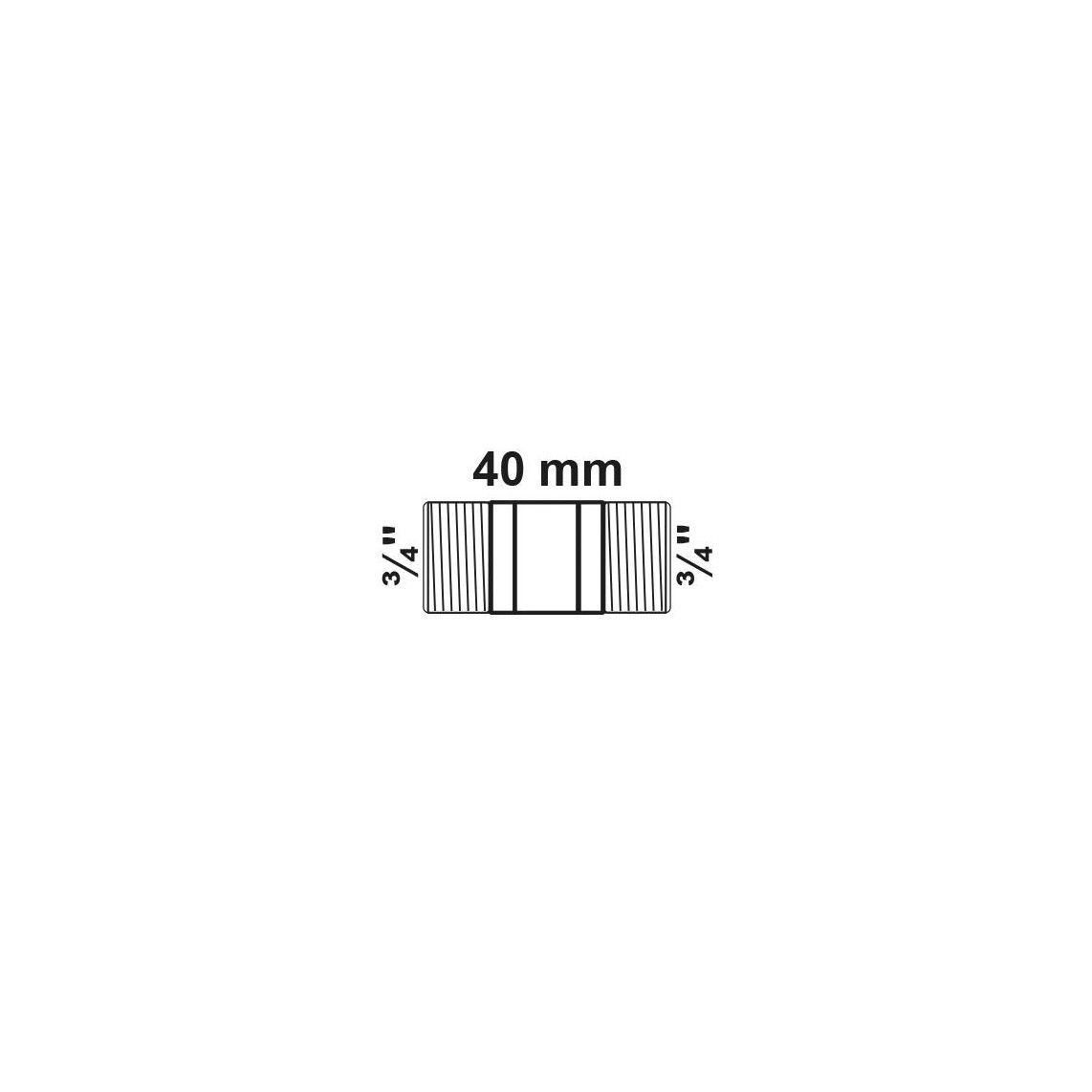 988962013 BR dubbele buisnippel, blanco, 3/4" x 40 mm, (3530) vue 2