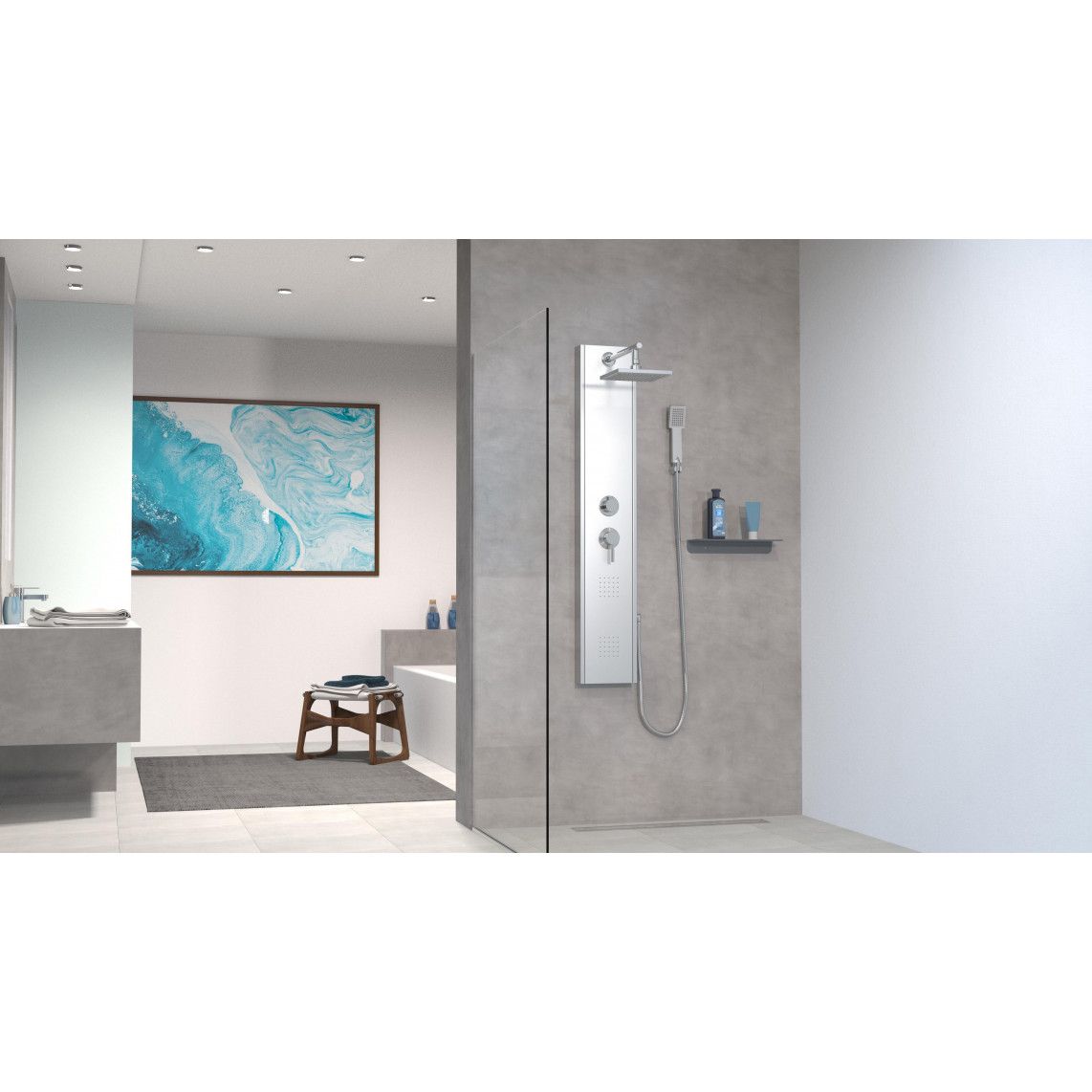 60035 TAHITI Shower panel, stainless steel vue 5