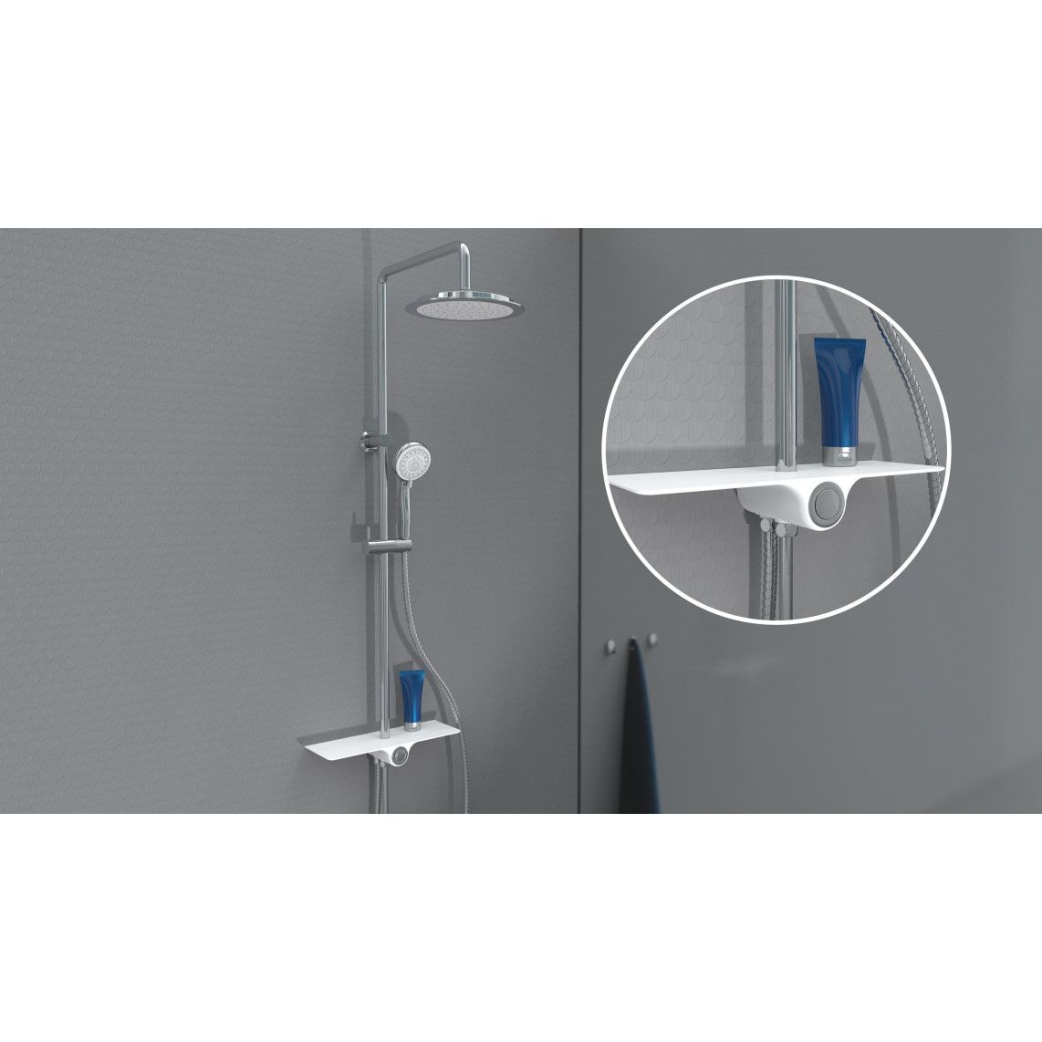 60500 AQUASTAR Regendouche set, chroom/wit, met planchet vue 7