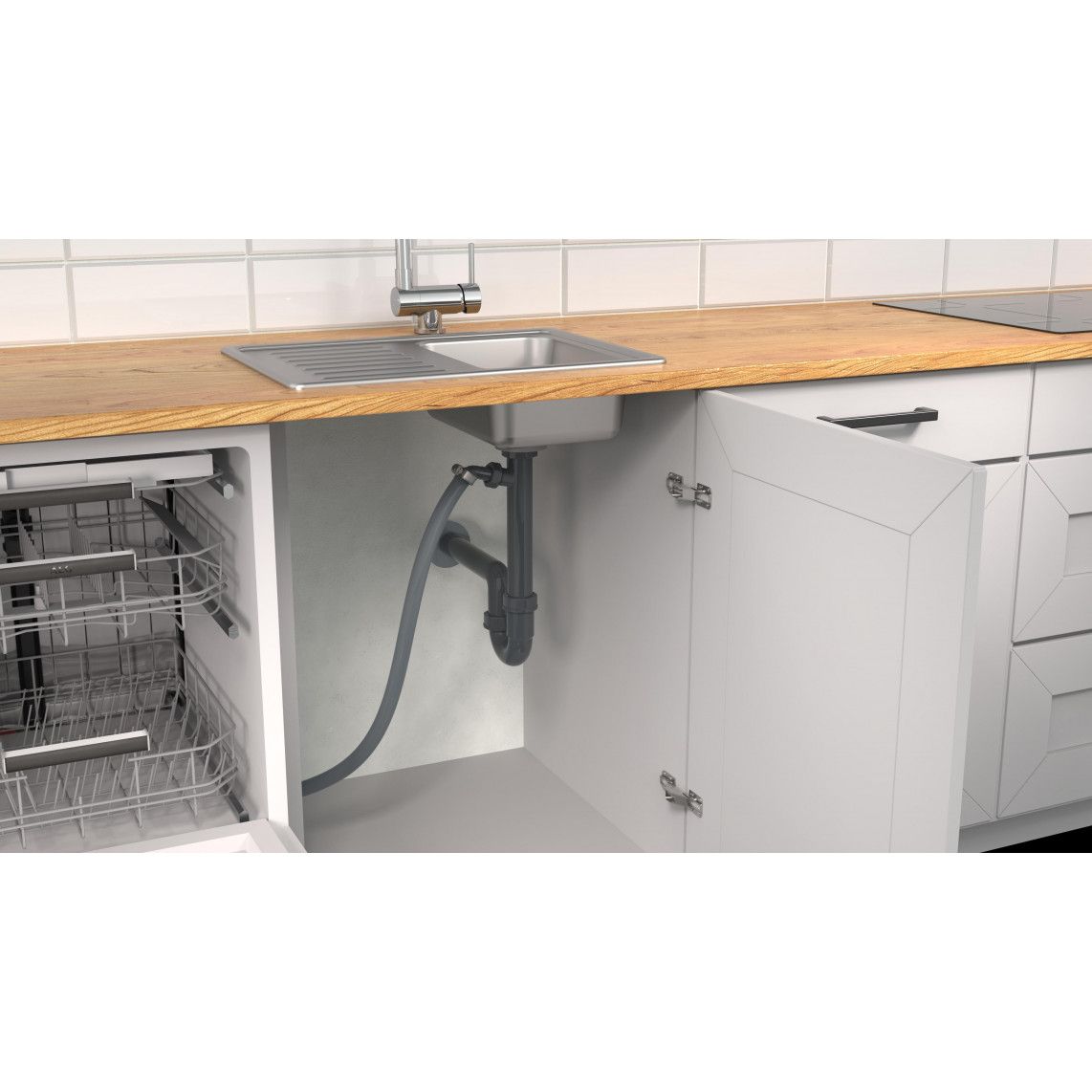 98831349 ECO-SAVE KS évier-siphon tubulaire,Gris, 1 1/2" F x 40 mm, avec 3/4" Raccordement de l'appareil vue 5