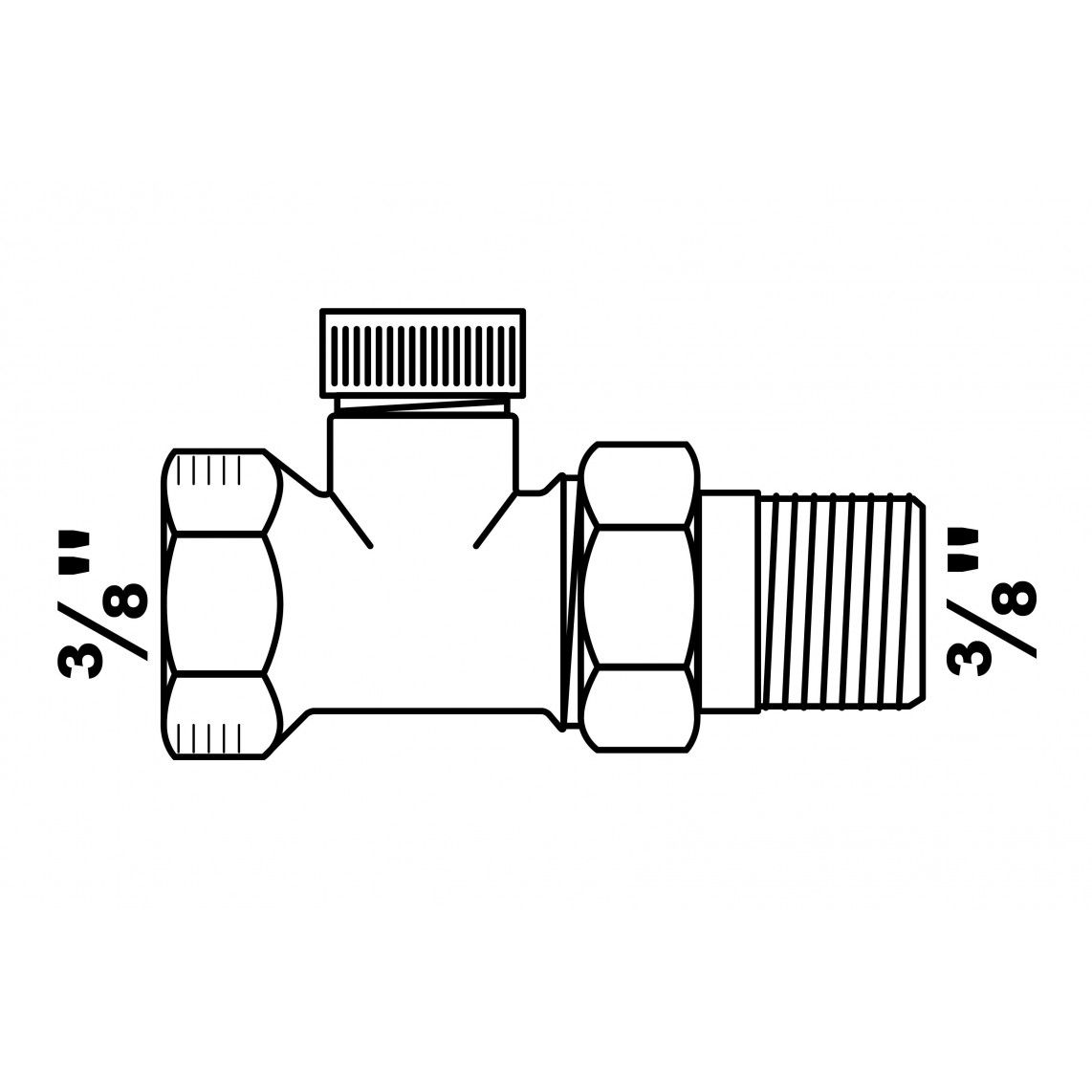988531055 radiator fitting, vernikkeld, recht, 3/8", afsluitbaar vue 2