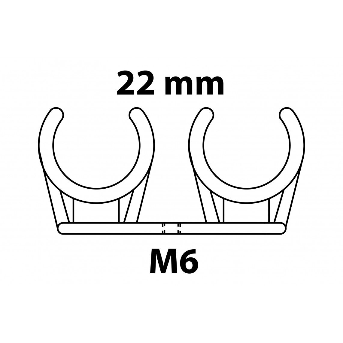 989189117 buis klembeugel, dubbel, 22 mm, met M6 draadbus vue 2