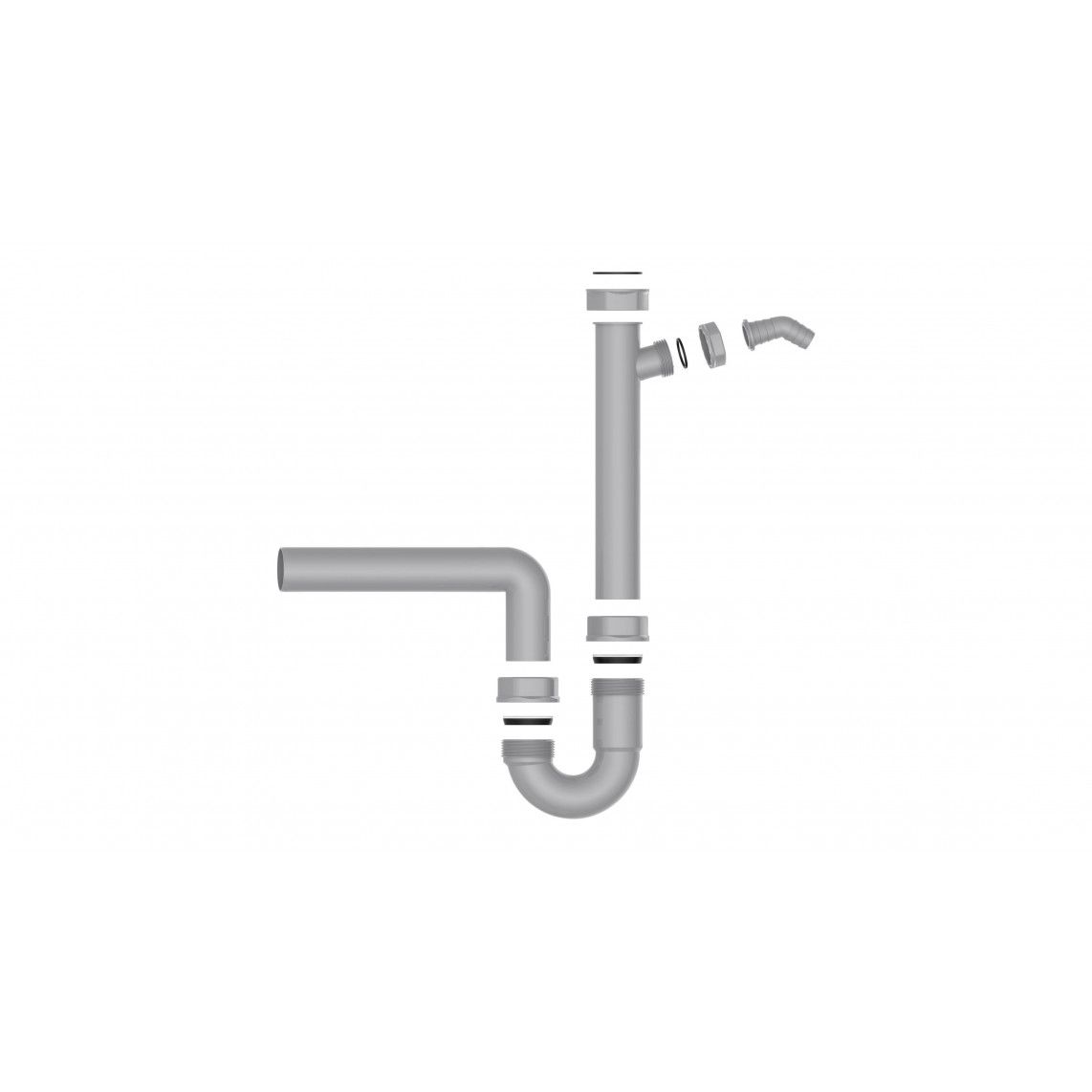 98831349 ECO-SAVE KS évier-siphon tubulaire,Gris, 1 1/2" F x 40 mm, avec 3/4" Raccordement de l'appareil vue 4