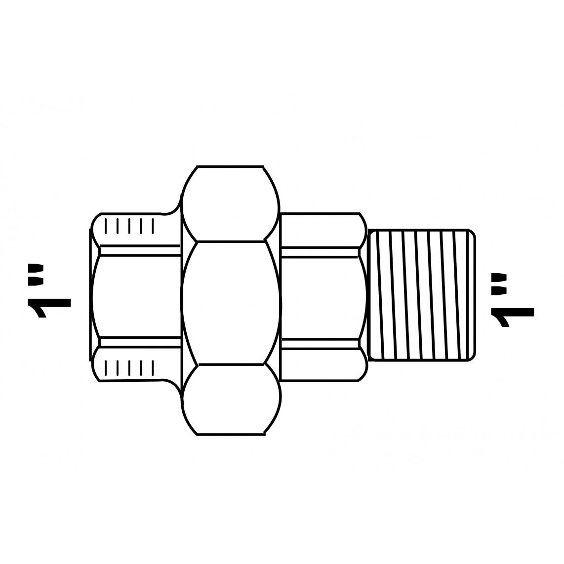 989833055 Screw connection, malleable galvanized, 1" female x 1" male, flat sealing vue 2