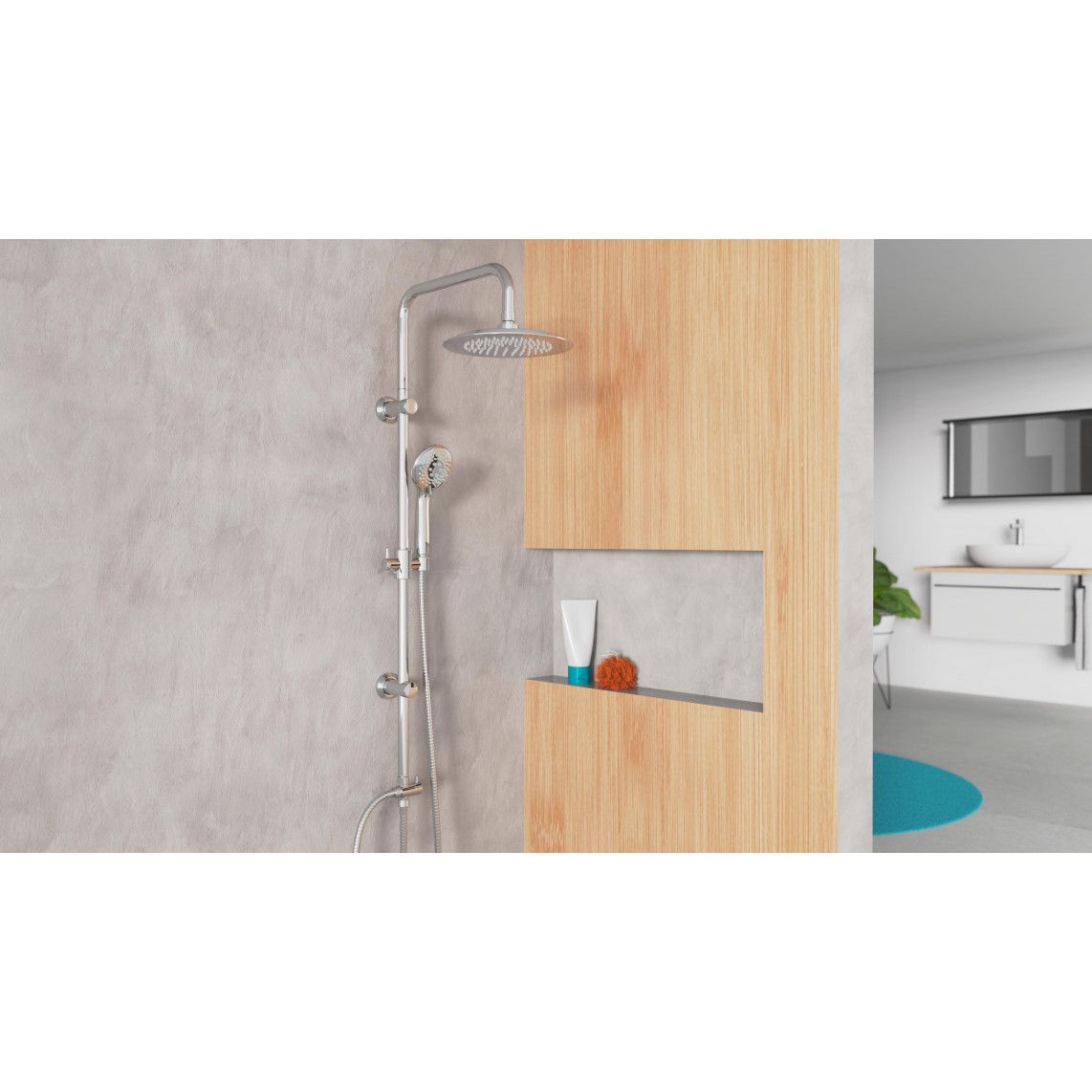 DX12009 Regendouche set om te lijmen, chroom vue 6