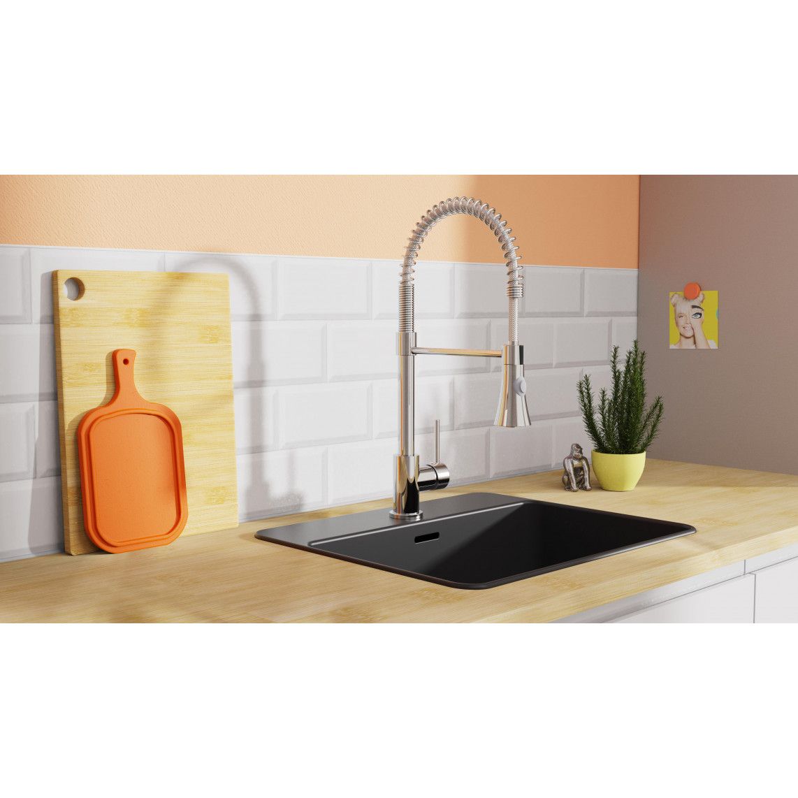 NI183ESCR-PR LEON Sink mixer, chrome, with pull-out sprayer vue 9