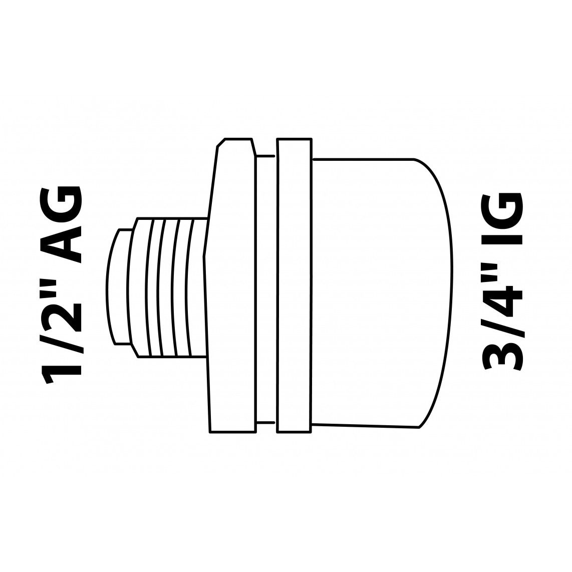 984849117 PP verloopstuk, 3/4"BI x 1/2"BU, knelfitting voor tyleen/socarex vue 2