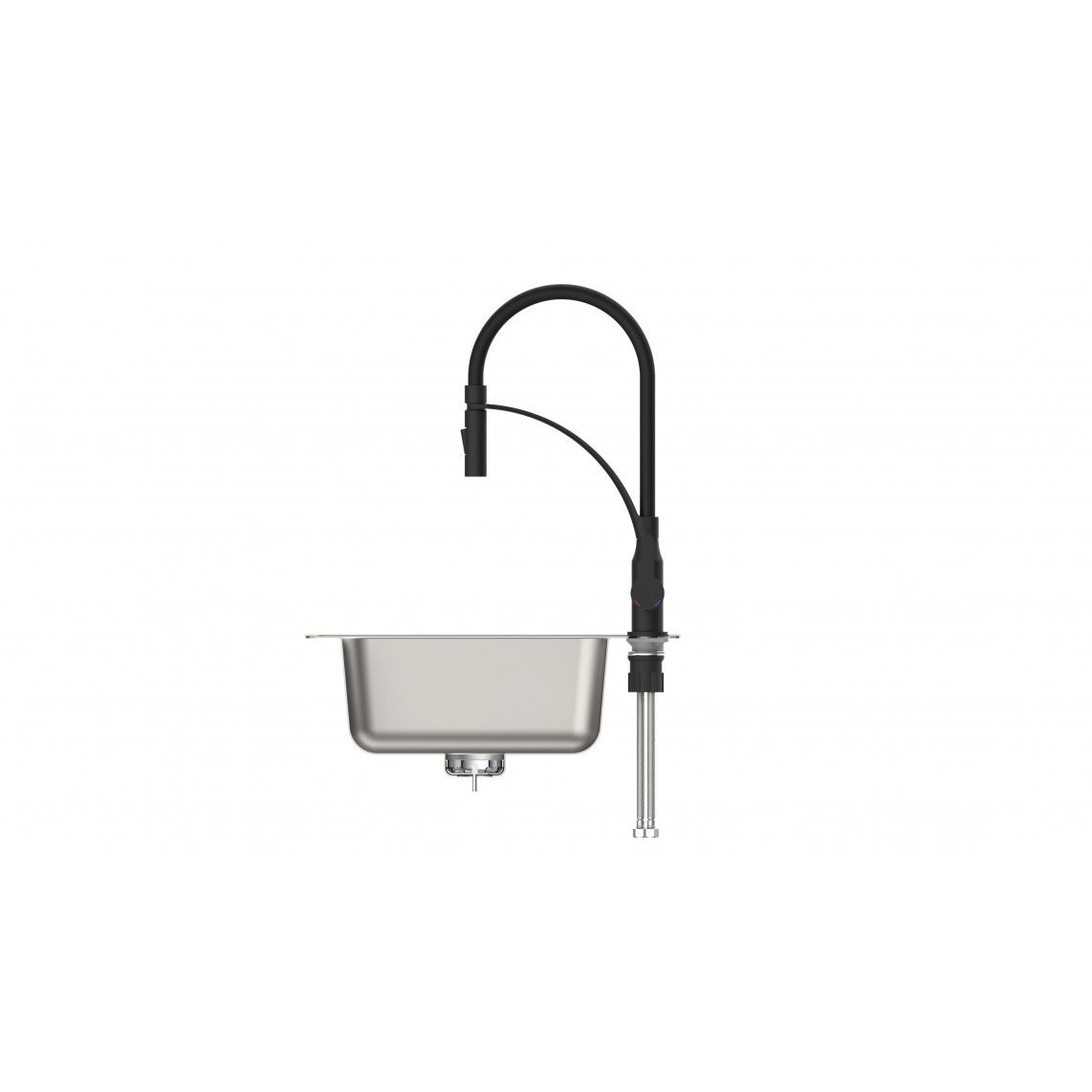 NI183CARB CARNEO Sink mixer, black matt/black, with soft-touch hose vue 8