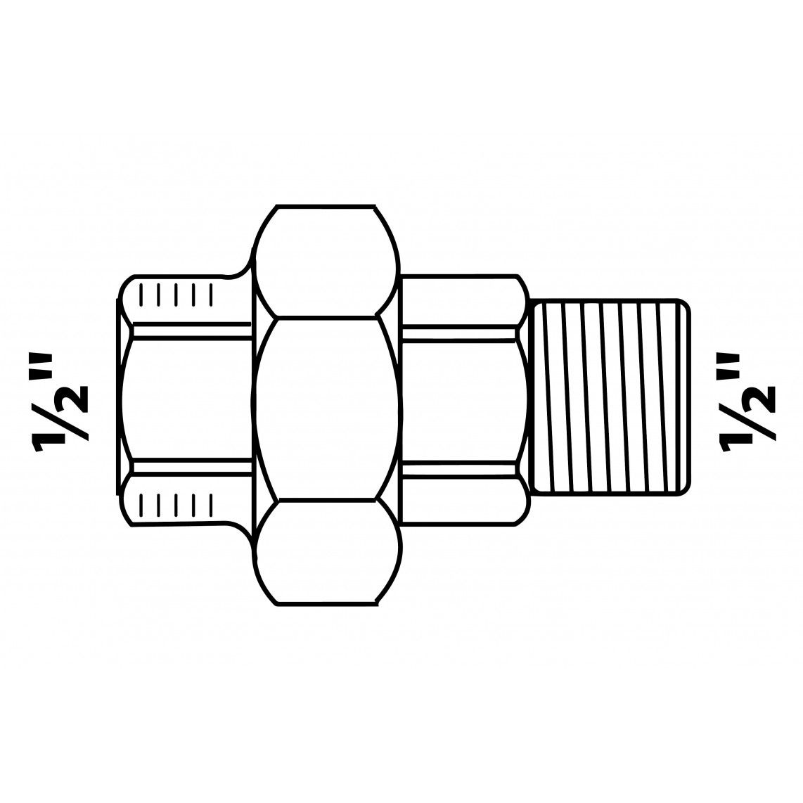 989831155 GI schroefverbinding, gegalvaniseerd, 1/2"BI x 1/2"BU, conische afdichting, (341) vue 2