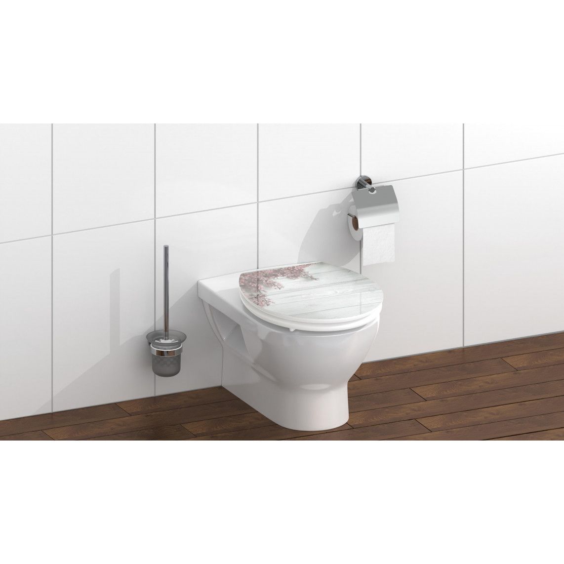80549 MDF HG Toilet seat FLOWERS AND WOOD, with soft close vue 8