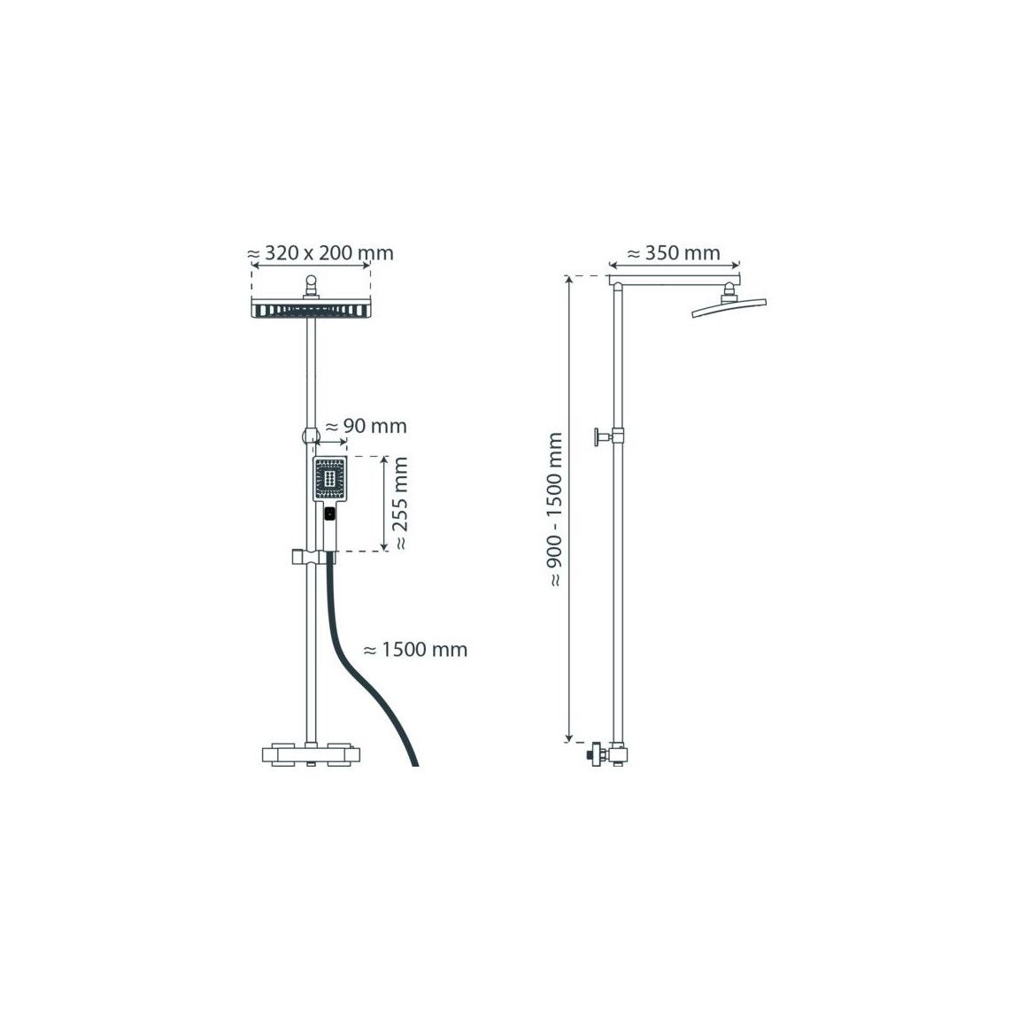60140 TRENTO Overhead shower set, chrome, with thermostatic mixer vue 2