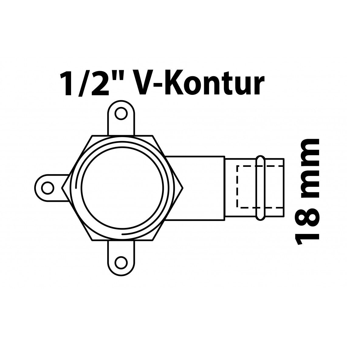 988626354 Elbow wall plate, press fitting for copper V-profile, 18 mm x 1/2" female, 1 socket vue 2