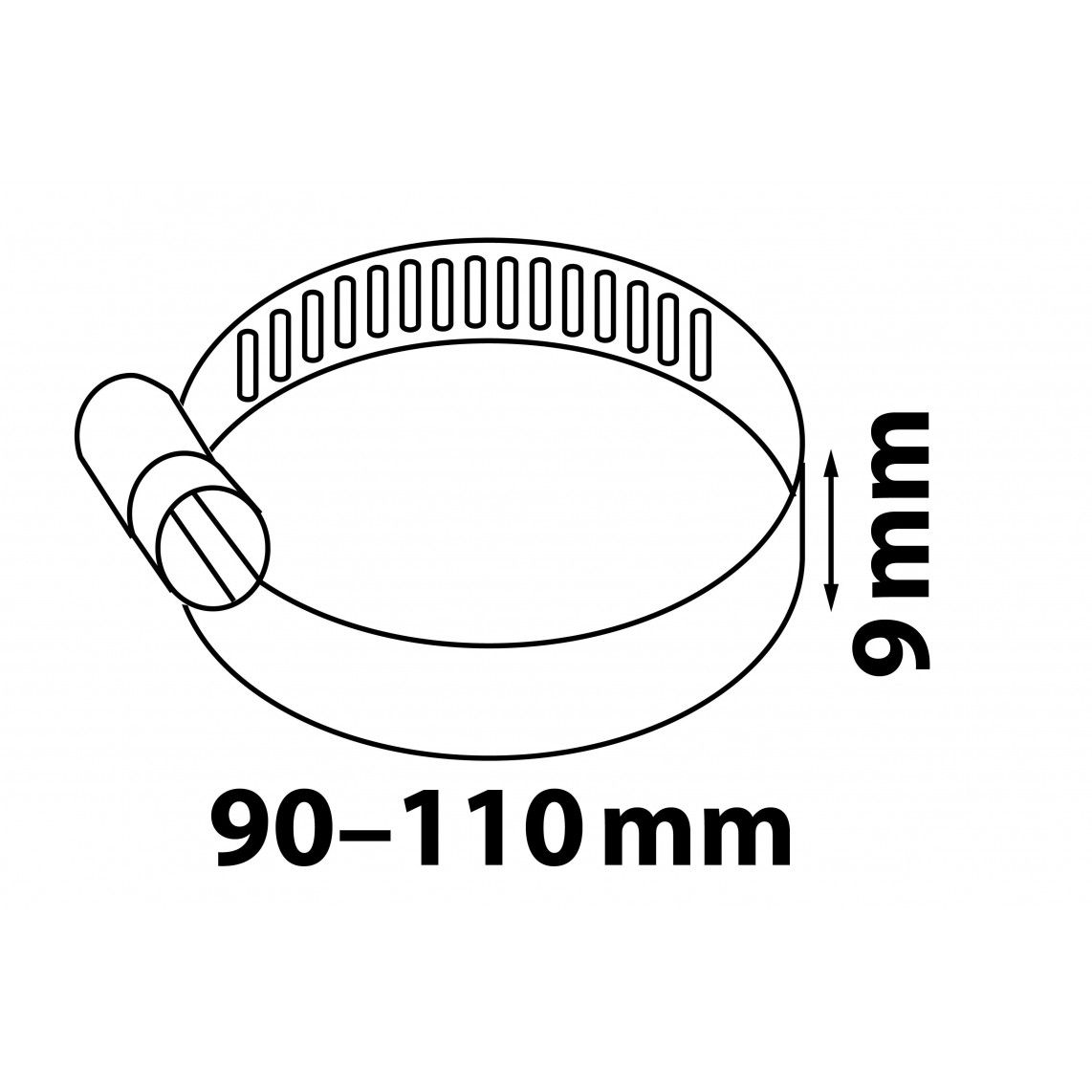 987379155 slangklem 9 mm Bandbreedte, RVS, 90 - 110 mm vue 2