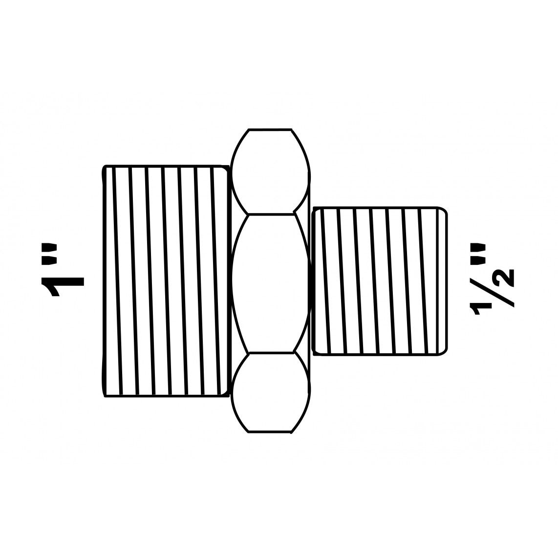 989794055 GI dubbele verloopnippel, gegalvaniseerd, 1"BU x 1/2"BU, (245) vue 2