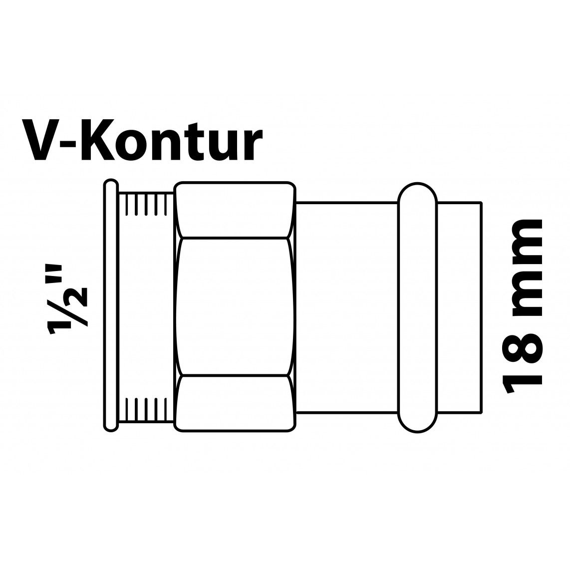 988624254 Transition socket, press fitting for copper V-profile, 15 mm x 1/2" female, 1 socket vue 2
