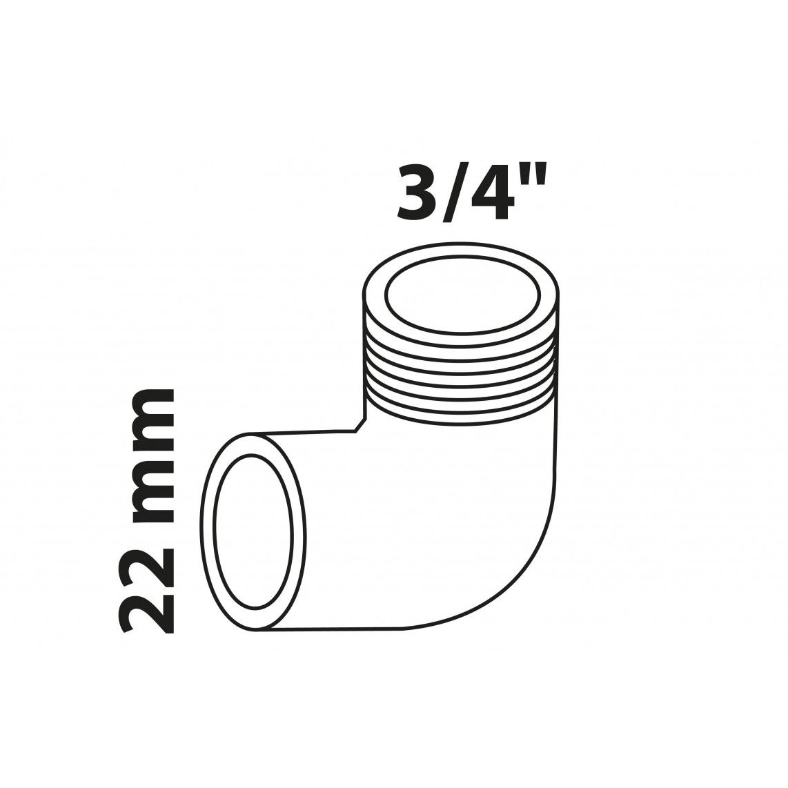 989213055 Transition angle 90°, red brass, 22 mm x 3/4" male, 1 socket vue 2
