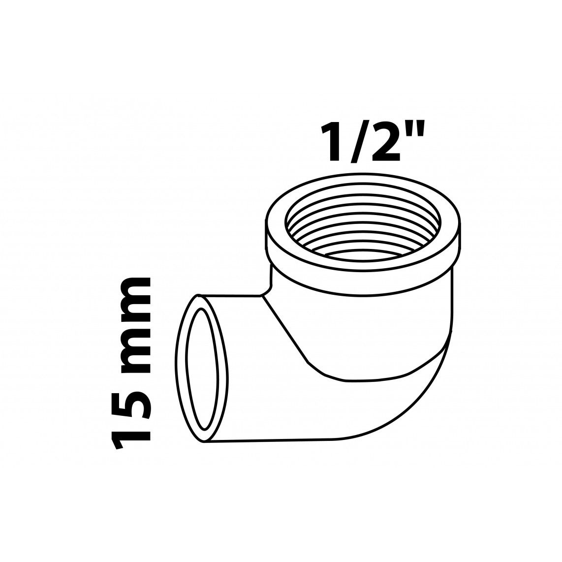 989231055 BR coude 90°, vierge, 15 mm x 1/2" F, 1 manchon (4090g) vue 2