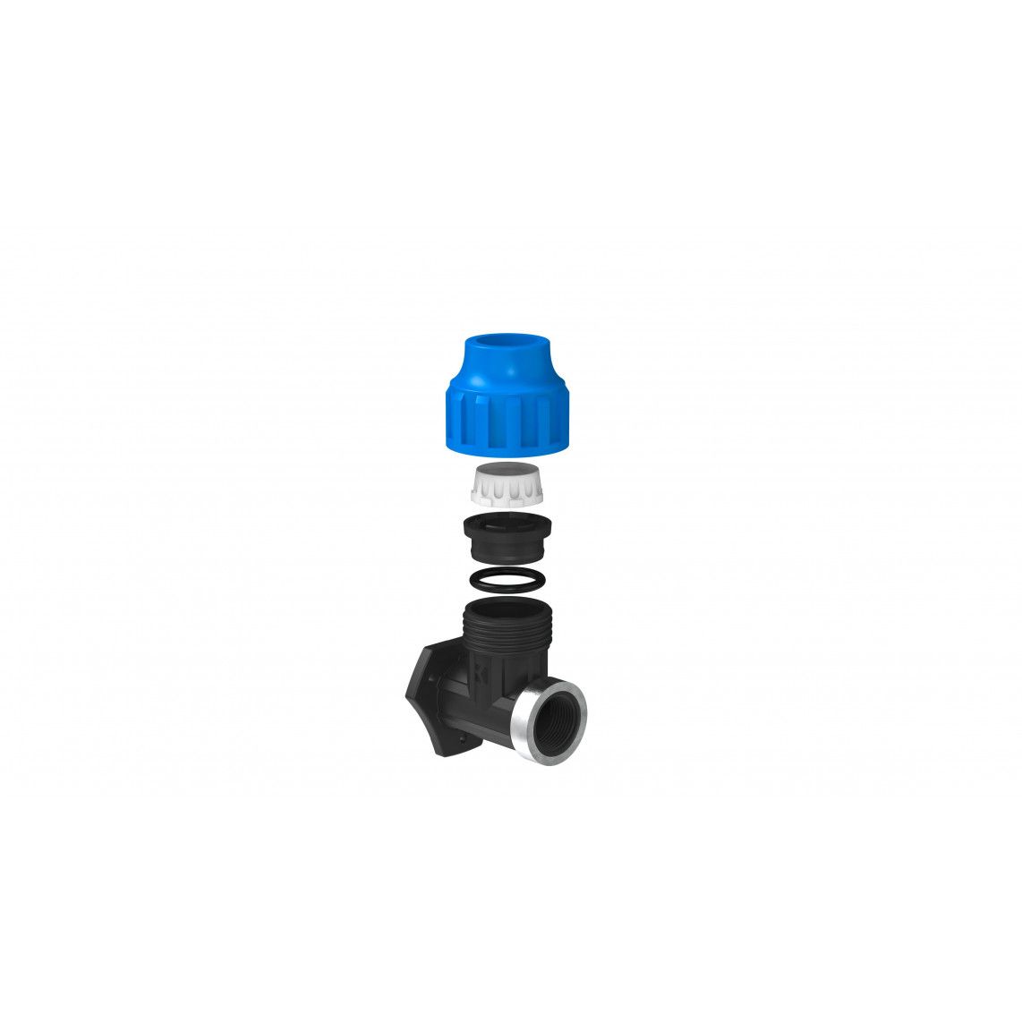 984842717 PP wandplaat, 20 mm x 1/2"BI, knelfitting voor tyleen/socarex vue 2