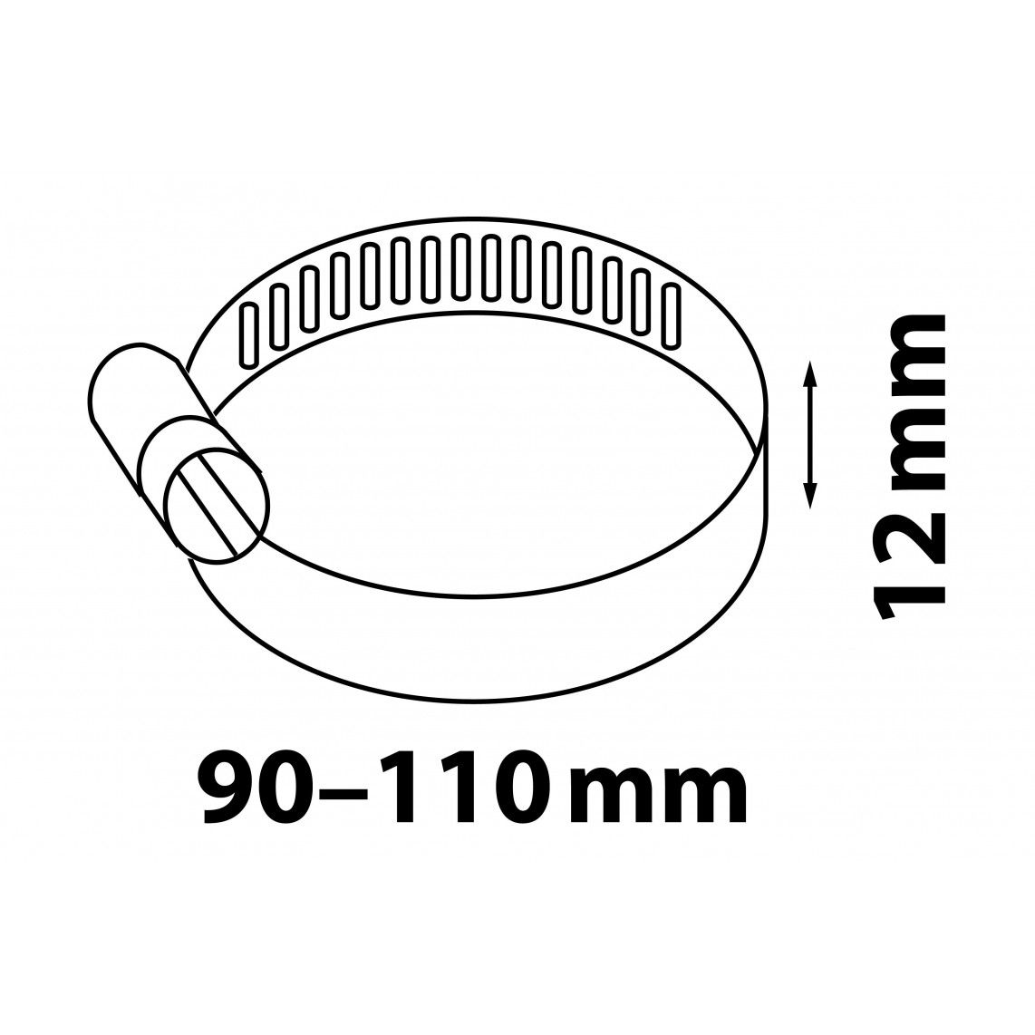 987379255 slangklem 12 mm Bandbreedte, RVS, 90 - 110 mm vue 2