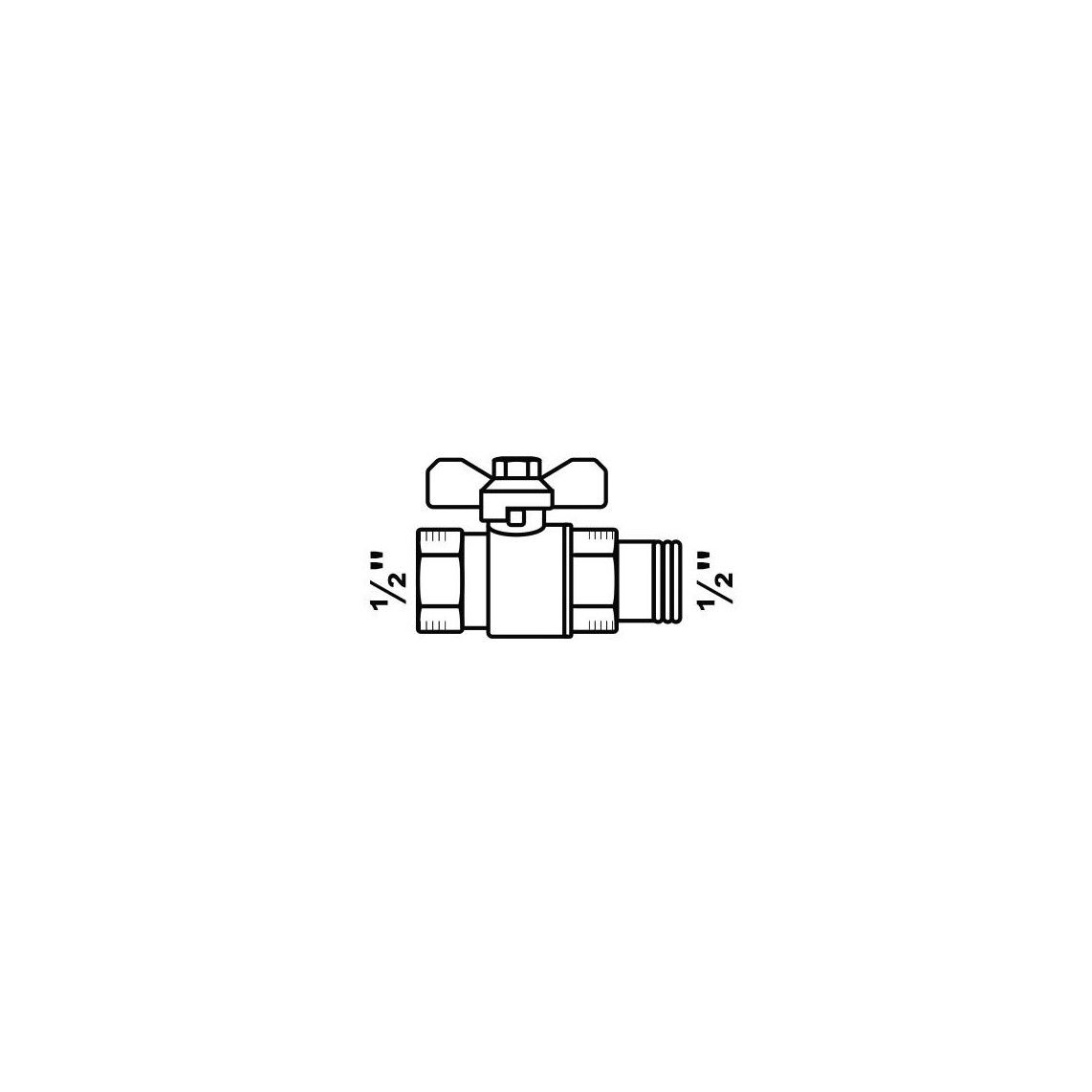 988595155 kogelkraan, vernikkeld, 1/2"BI x 1/2"BU, met Vleugelhandgreep vue 2