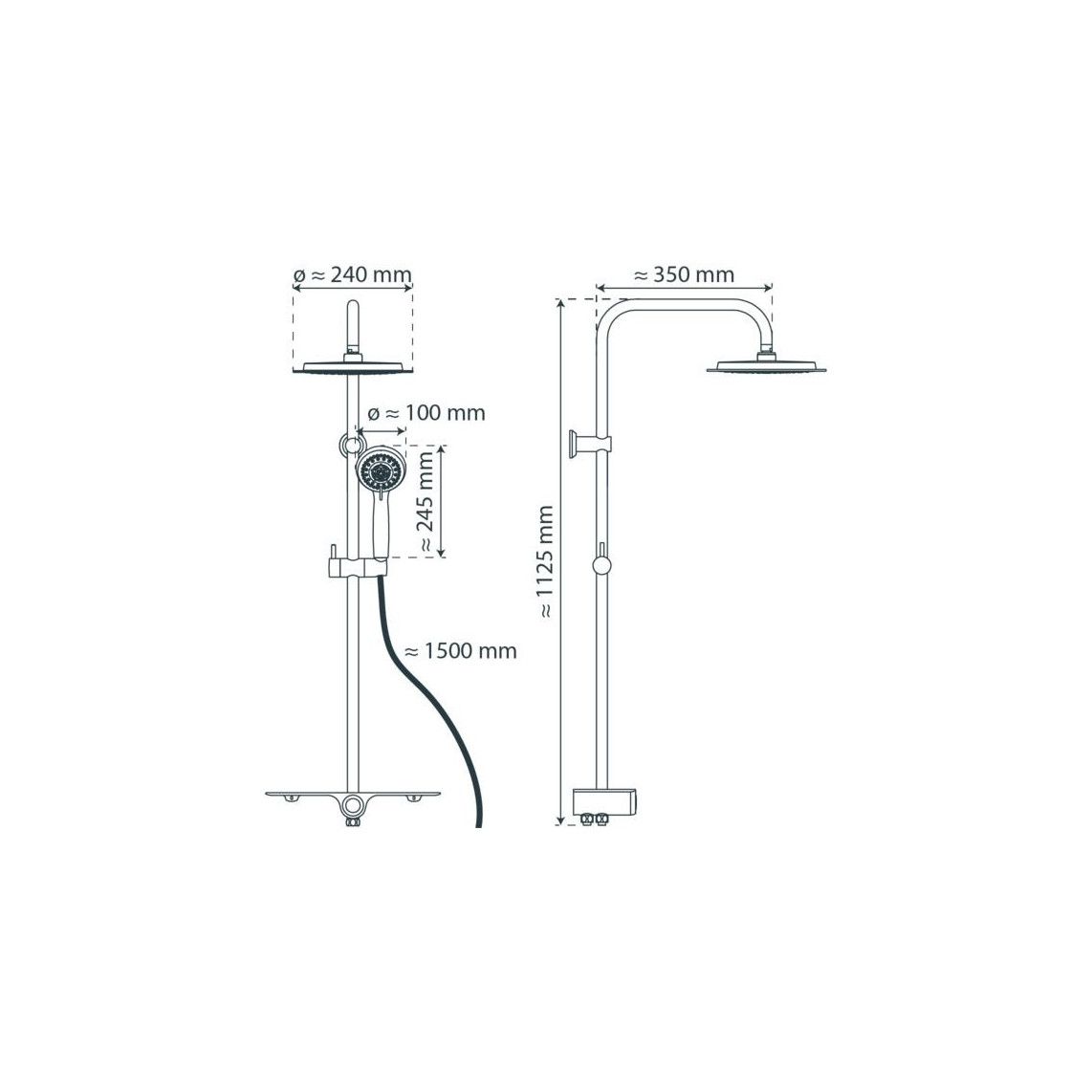 60500 AQUASTAR Regendouche set, chroom/wit, met planchet vue 8