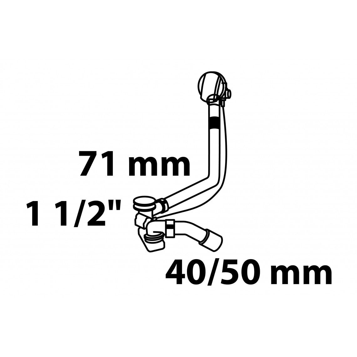 98845019 ECO-SAVE KS afvoer-en overloopgarnituur badkuip, Grijs, 1 1/2", met waste vue 2
