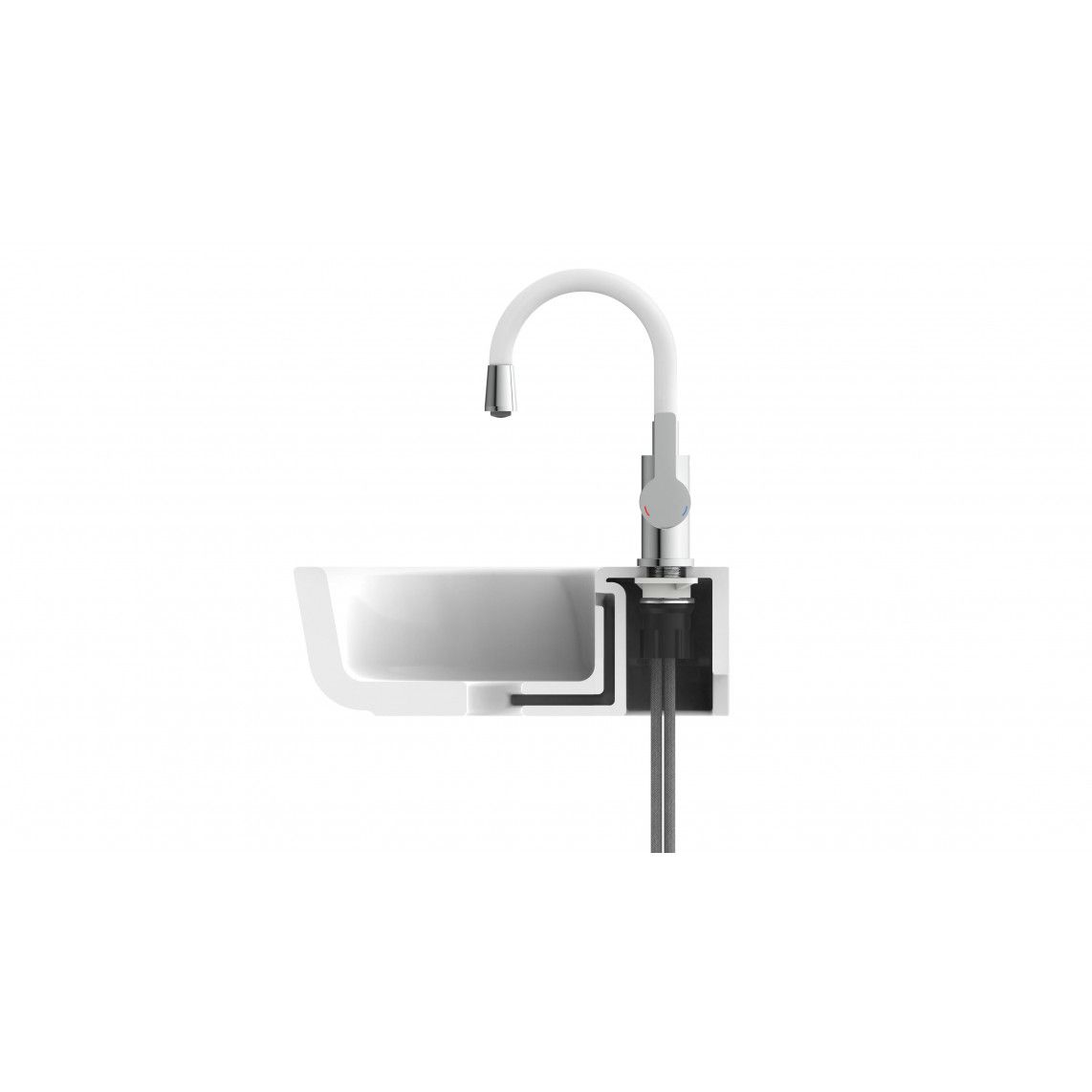 NI075FLCRW FLEXO Wash basin mixer, chrome/white, with flexible spout vue 7