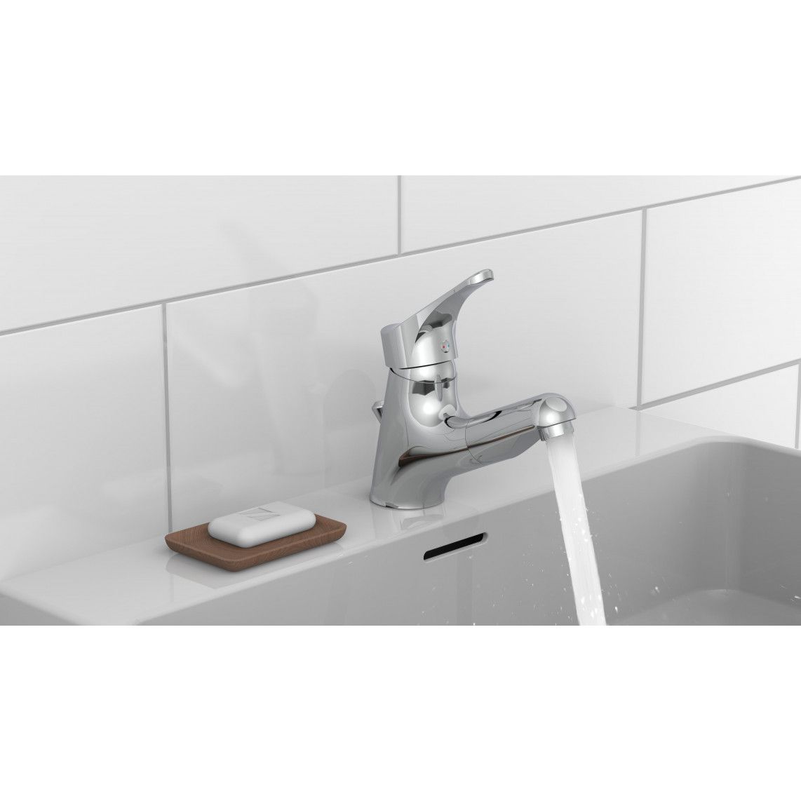 22150 ATTICA Wastafelkraan, chroom, met uittrekbare haardouche vue 7