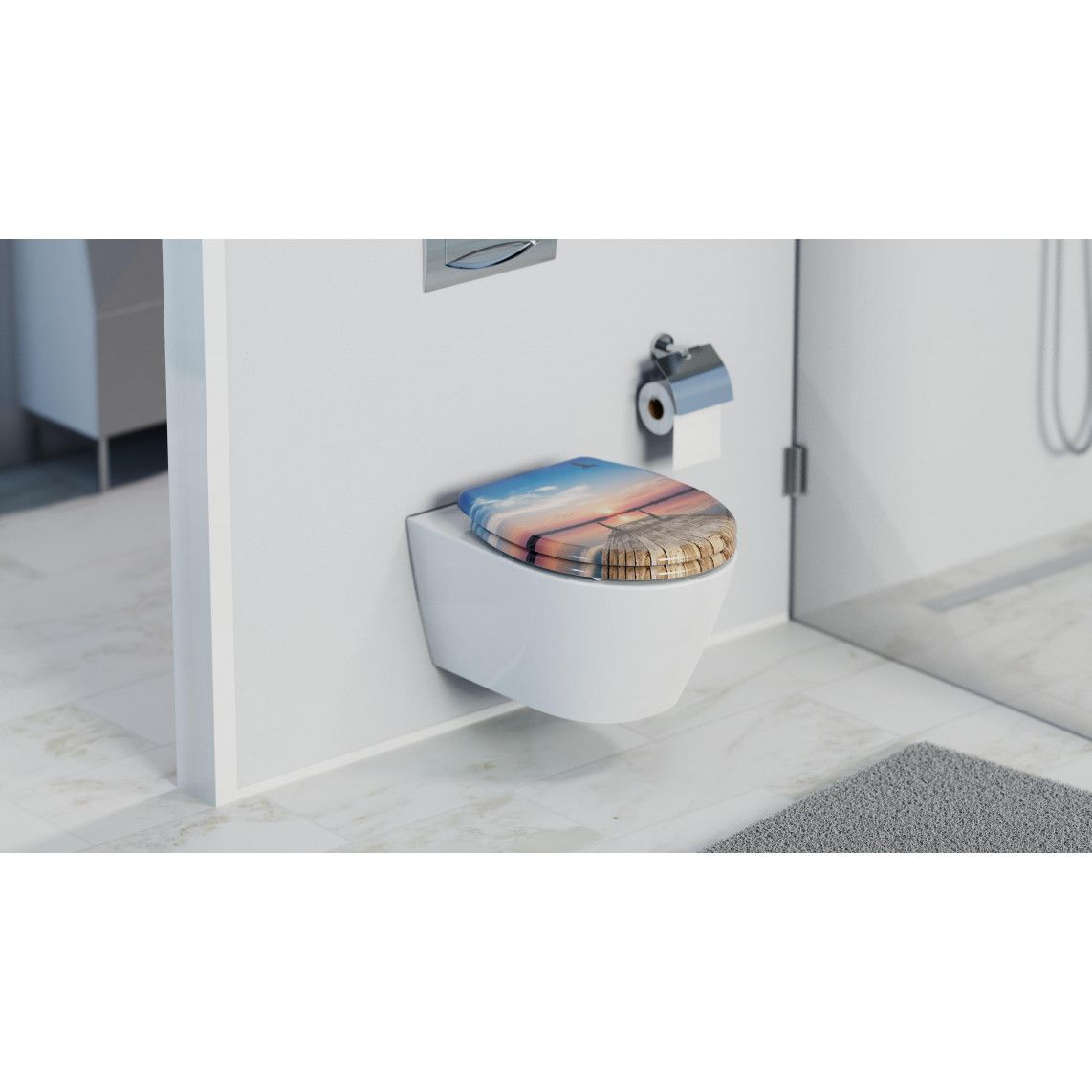 82378 Duroplast Toilet seat SUNSET SKY, with soft close and quick release vue 10