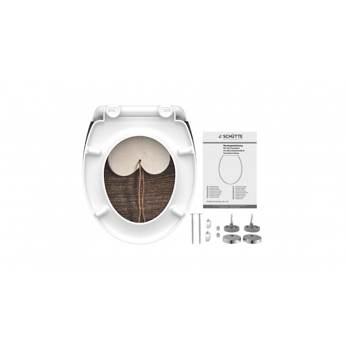 82377 Duroplast Toilet seat WOOD HEART, with soft close and quick release vue 7
