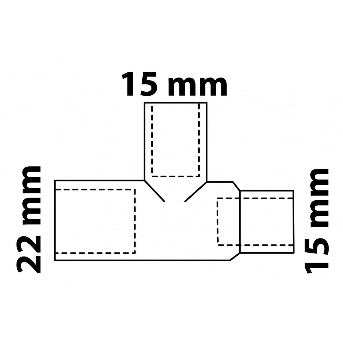 989279055 CU Té de réduction, vierge, 22 mm x 15 mm x 15 mm, 3 manchons (5130) vue 3