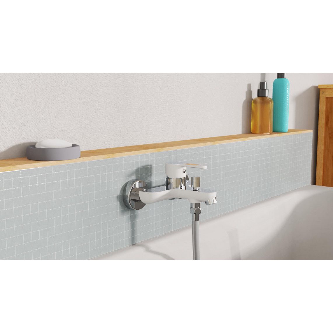 NI023DINWCR DIZIANI Mitigeur bain/douche, blanc/chromé vue 7