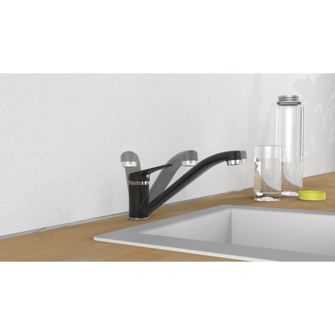 NI182SCR-B SPEED Keukenkraan, mat zwart/chroom vue 10