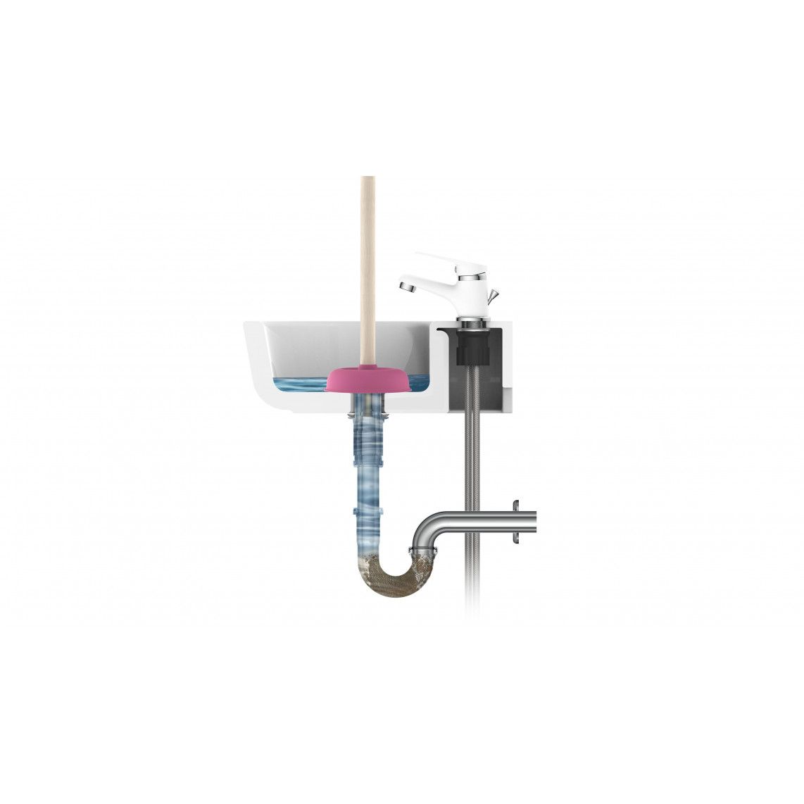 BZ002 Nettoyant pour évier avec Poignée en bois, Ø 140 mm, Rose vue 9