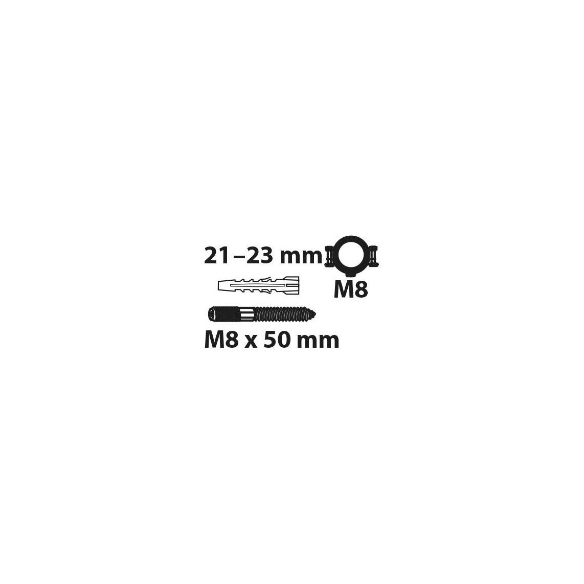 973552355 buisklem, 21 - 23 mm, geluiddicht, voor 1/2", met stokschroef M8 x 50 mm (2x) vue 2