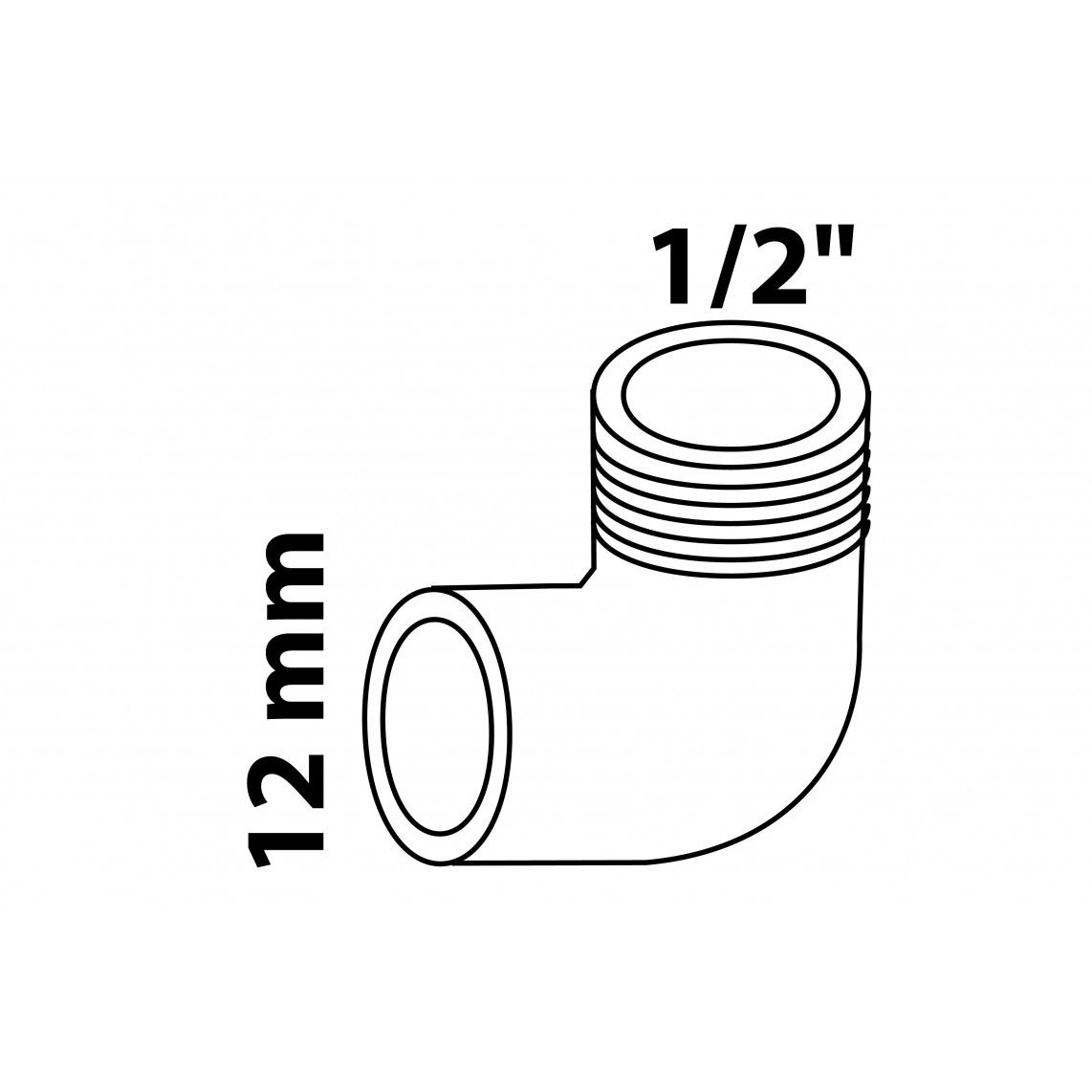 989215055 BR knie 90°, blanco, 12 mm x 1/2"BU, 1 mof (4092g) vue 2