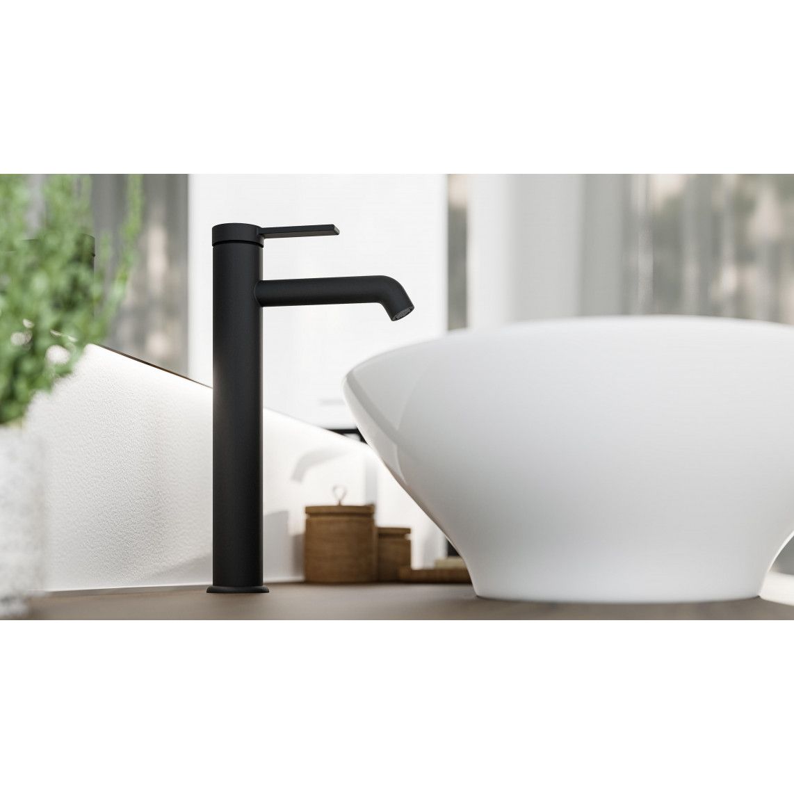 33116 LOS ANGELES Wash basin mixer, black matt, with high body vue 8