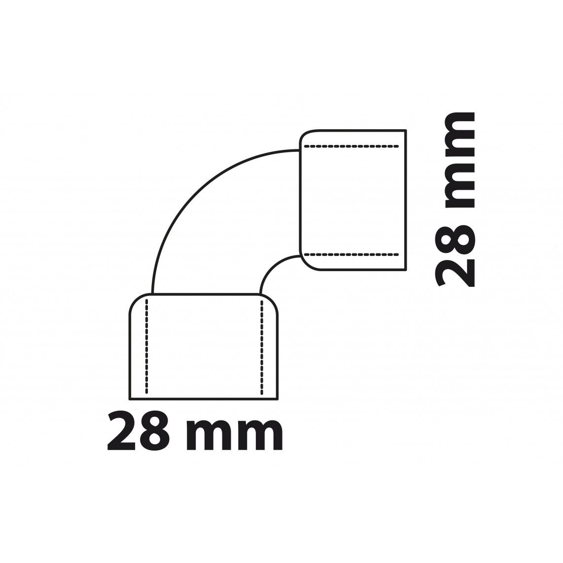 989036055 CU knie 90°, blanco, 28 mm, 2 mofen, (5090) vue 3