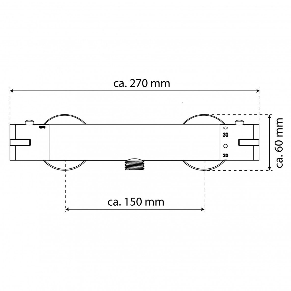 CLT168ACR CLAUDIO Mitigeur thermostatique de douche, chromé vue 2