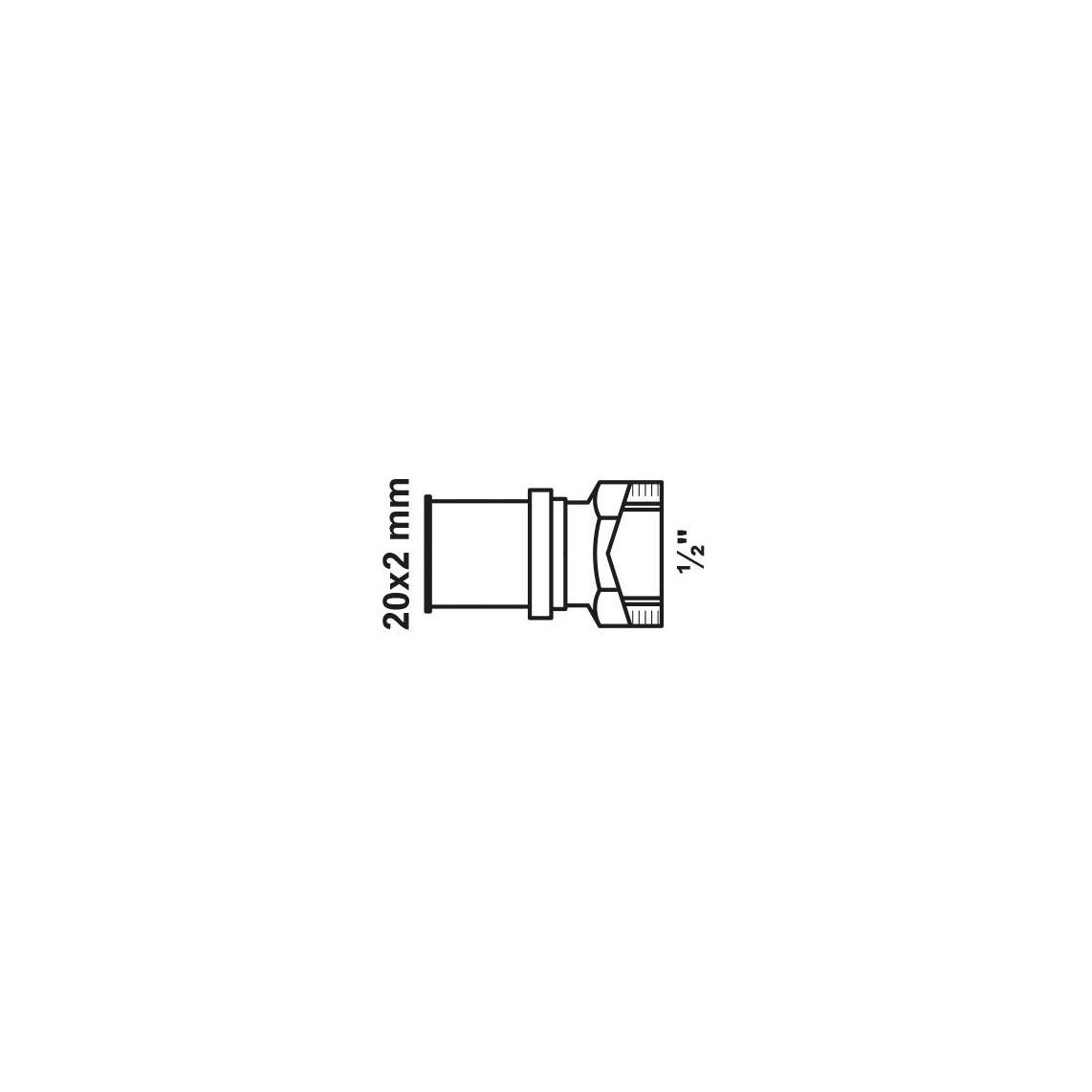 988713255 MS overgangsstuk, blanco, 20 mm x 1/2"BI, persfitting voor meerlagen buis vue 4