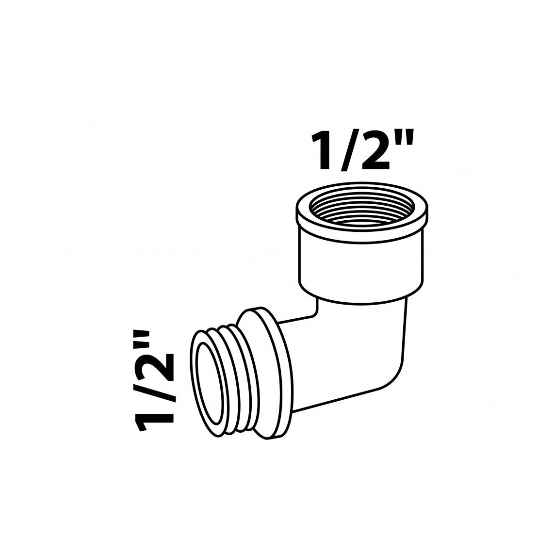 989392155 MS knie 90°, chroom, 1/2"BI x 1/2"BU vue 2