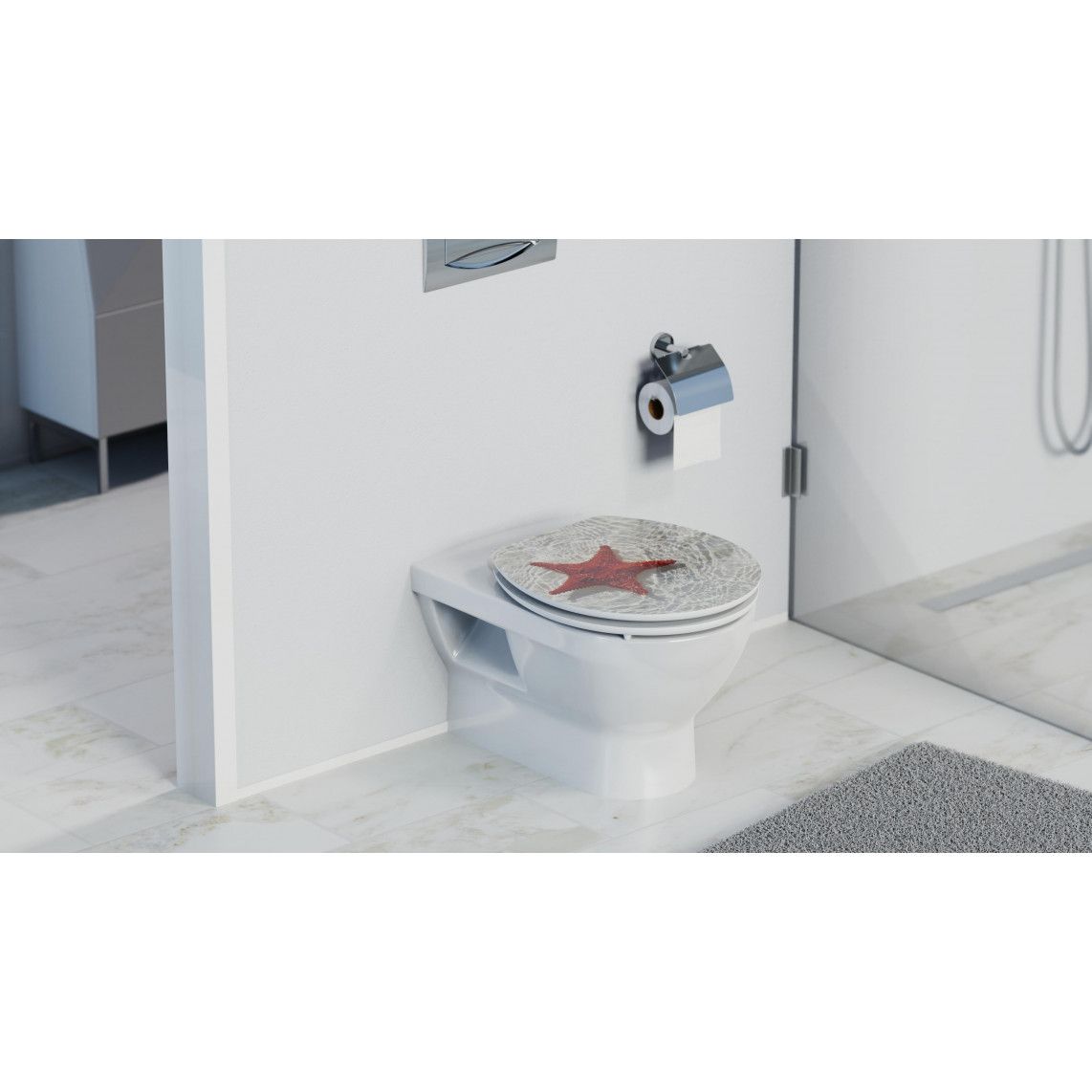 80541 abattant WC en MDF HG RED STARFISH, avec frein de chute vue 11