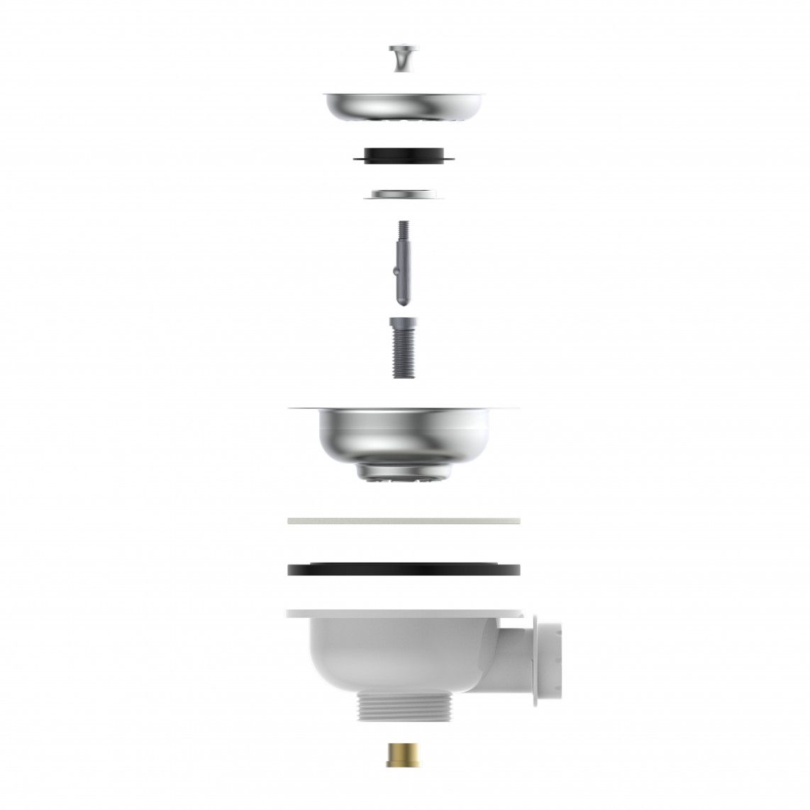 98835340 KS bonde à panier, 1 1/2" M, acier inoxydable calice d'évacuation & tamis Ø114 mm, avec 1" raccord de trop plein vue 6